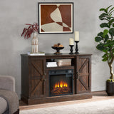 WALL QMER Farmhouse Classic Media TV Stand Antique Entertainment Console for TV up to 50" with 18" Electric Fireplace Insert with Open and Closed Storage Space, Brown, 47"W*15.5"D*30.75"H