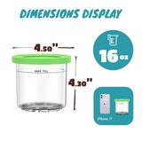 Ice Cream Containers (4 Pcs - 1 Pint Each) for Homemade Ice Cream Reusable with Lids Compatible with NC299AMZ & NC300s Series Creami Ice Cream Makers, IC02