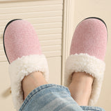WALL QMER Warm Knit House Slippers for Women, Women's Fuzzy Memory Foam Slippers, Fluffy Winter House Shoes Indoor and Outdoor