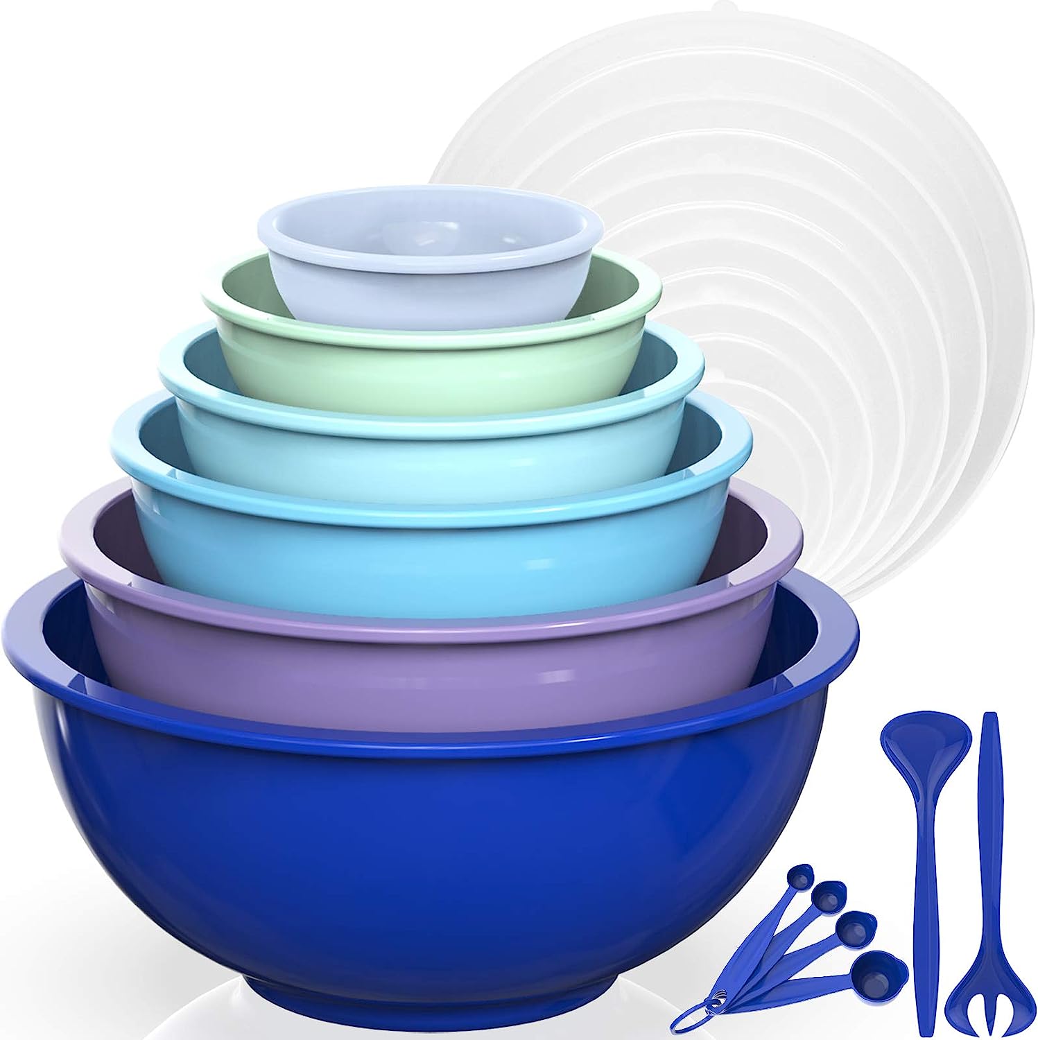 WALL QMER 6 Pcs Plastic Mixing Bowls Set Colorful Serving Bowls for K wallqmer