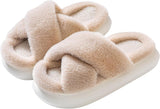 Fluffy Womens Slippers, Super Comfy Memory Foam House Slippers with Non-slip Thick Soles
