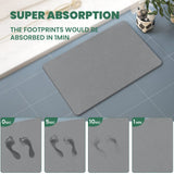 WALL QMER Bath Stone Mat, 23.5" x 15.5" Fast Drying Absorbent Natural Diatomaceous Earth Mat, Anti-Slip Floor Shower Mats for Bathroom, Kitchen, Dark Gray