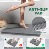 WALL QMER Bath Stone Mat, 23.5" x 15.5" Fast Drying Absorbent Natural Diatomaceous Earth Mat, Anti-Slip Floor Shower Mats for Bathroom, Kitchen, Dark Gray