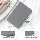 WALL QMER Bath Stone Mat, 23.5" x 15.5" Fast Drying Absorbent Natural Diatomaceous Earth Mat, Anti-Slip Floor Shower Mats for Bathroom, Kitchen, Dark Gray
