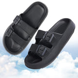 WALL QMER Sandals for Women and Men, Cloud Slides for Women, Women's Comfort Slides Double Buckle Adjustable EVA Flat Sandals