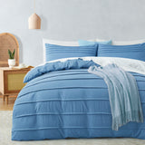 HTDJ Pleated Duvet Cover, Soft and Breathable Textured Bedding Set