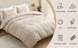 HTSW Duvet Cover King Size, 3 Pieces Boho Tufted Bedding Set for All Seasons