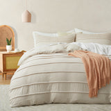 HTDJ Pleated Duvet Cover, Soft and Breathable Textured Bedding Set