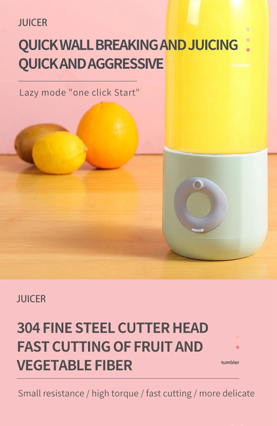 500ML Electric Juicer Portable Smoothie Blender 6 Knife Mini