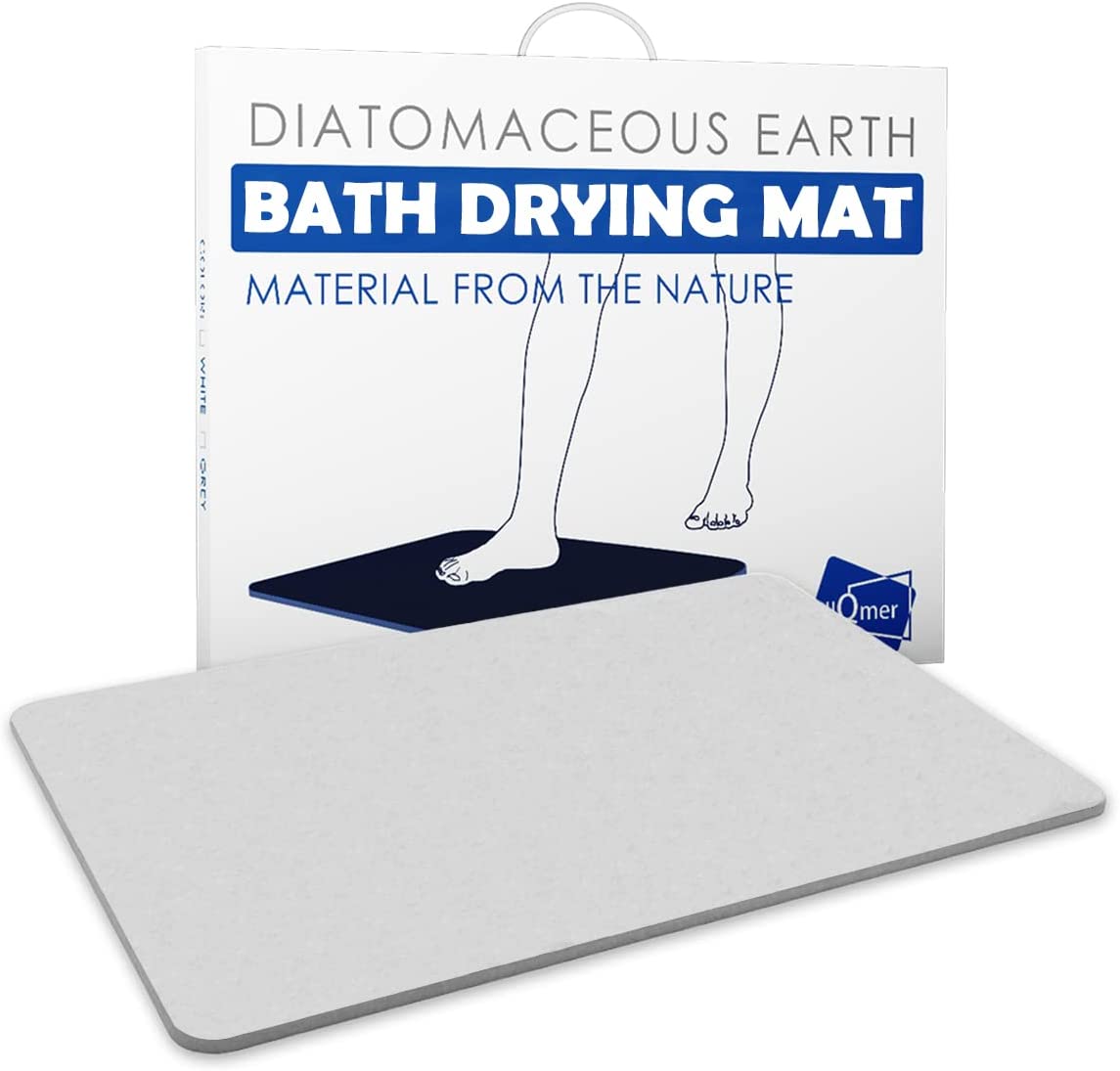 Stone Bath Mat, Diatomaceous Earth Bath Mat, 23.5 x 15.5 Fast Drying,  Anti-Slip, Super Absorbent, Stone Bath Mat for Bathroom, Light Grey 