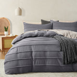 HTDJ Pleated Duvet Cover, Soft and Breathable Textured Bedding Set