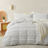 HTDJ Pleated Duvet Cover, Soft and Breathable Textured Bedding Set